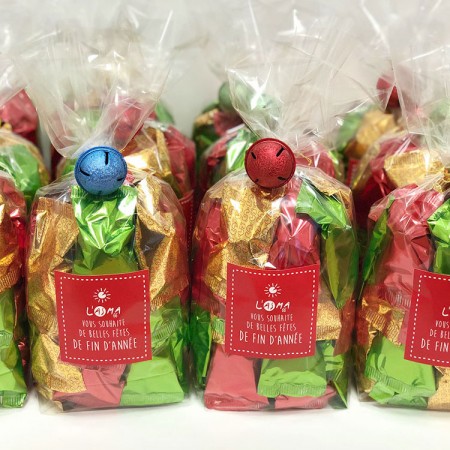 exemple de paquets personnalisés pour Noël contenant 25 fortune cookies