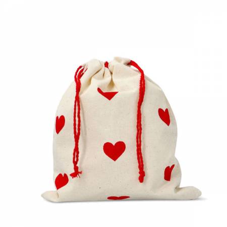 Sac coton coeur rouge avec 15 cookies de fortune