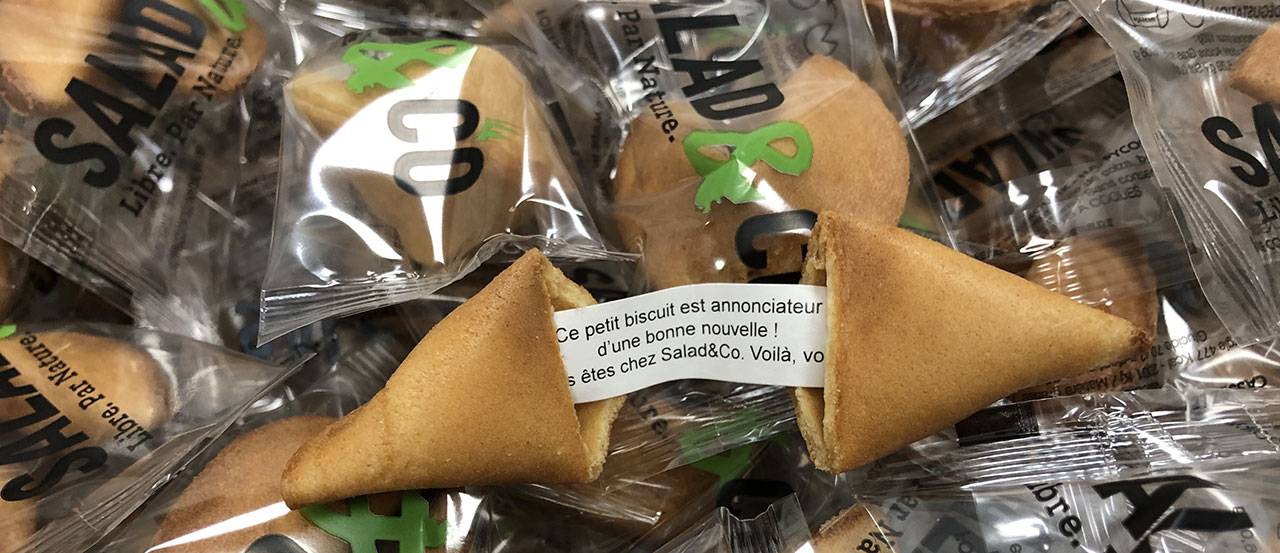 Des fortune cookies personnalisés avec le logo de votre enseigne